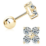 Rose Gold Four Leaf Clover Moissanite Stud Earrings