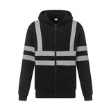 Men Reflective Strip Hoodie Sweatshirt Long Sleeve Fitting