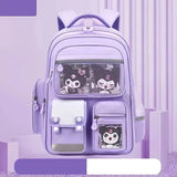 Sanrioed Kuromi Anime Cute Large Capacity Backpack Schoolbags