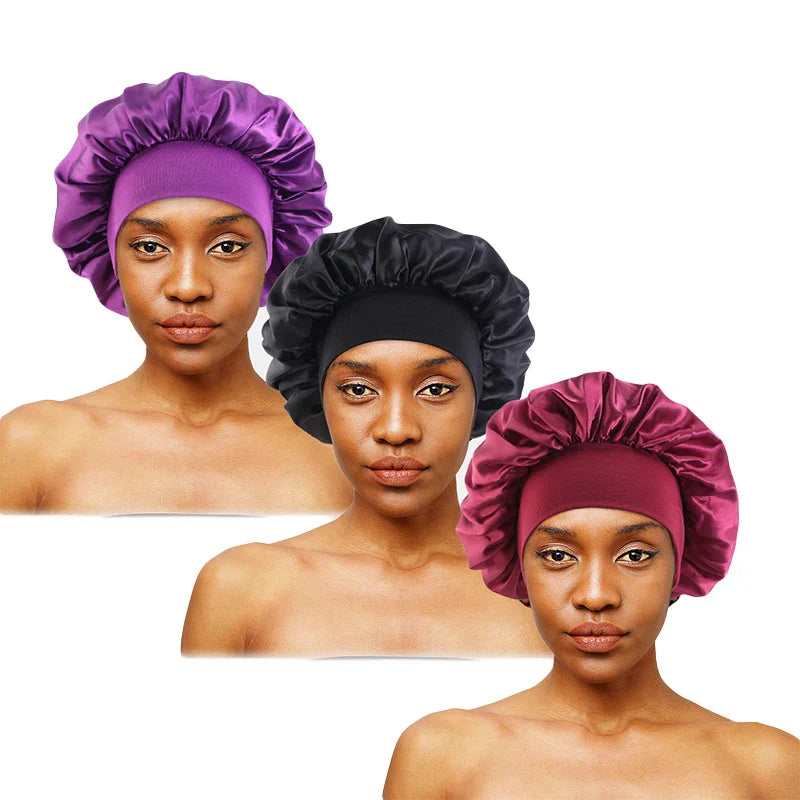 3PCS/LOT Women Satin Sleeping Hat Adjust Head Cover
