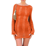 Puloru Sexy Knitted Cutout Short Dress 2022 Spring