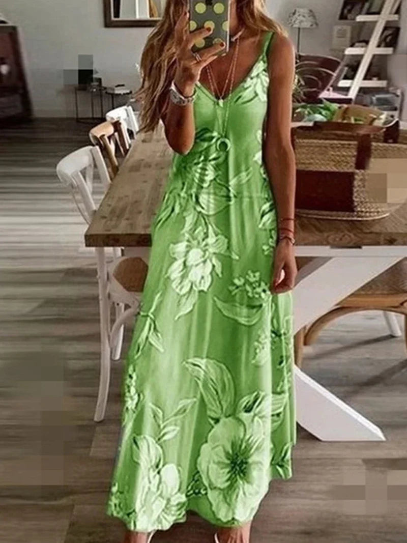 Plus Size Lady Spring Summer Dress Women VNeck