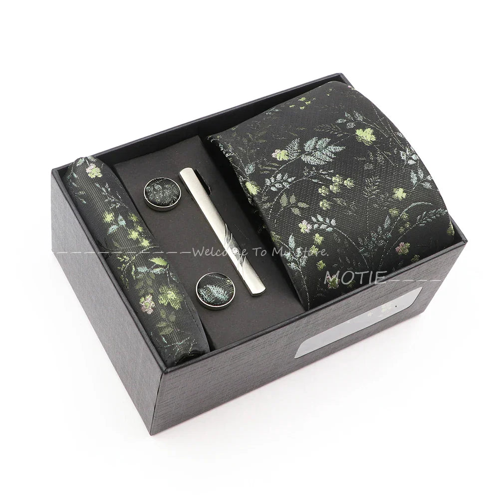 Gracefully Polyester Tie Set With Box Red Floral