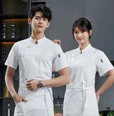 Unisex Chef Jacket Short Sleeve Kitchen Cook Coat