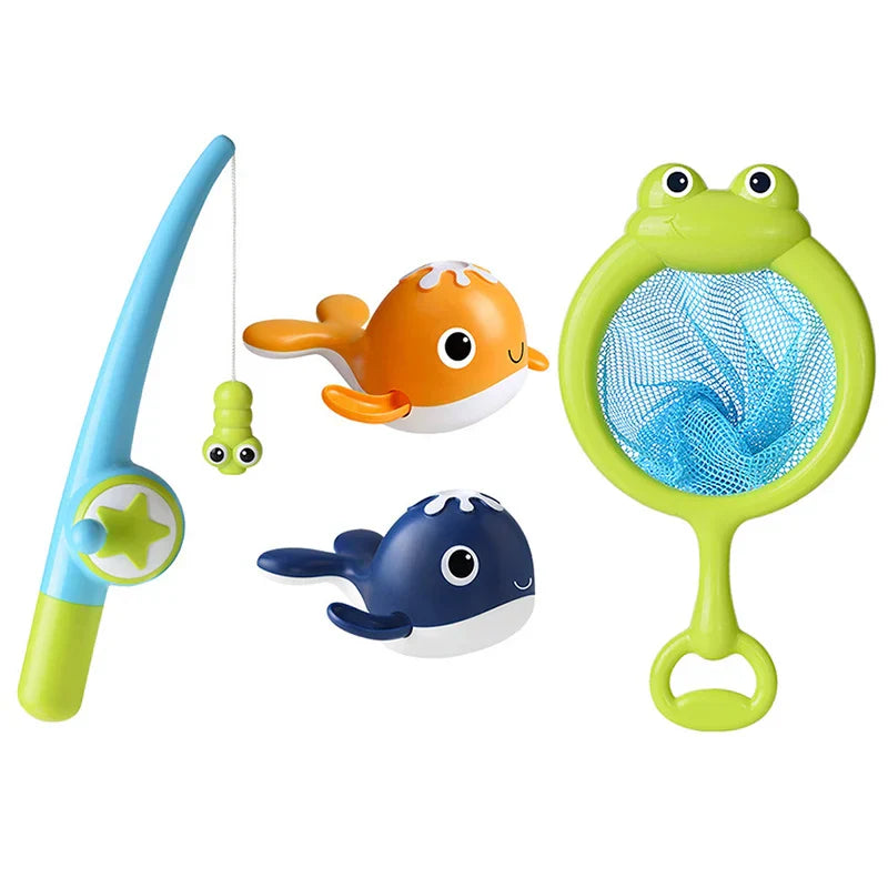 Magnet Baby Bath Fishing Toys Wind-up Swimming Whales