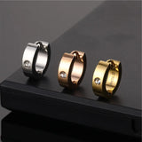 New Trendy Round Hoop Earrings Simple Zircon Stainless