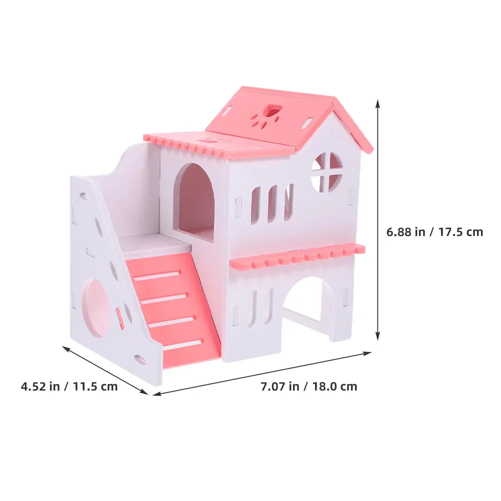 2 Pcs Hamster Double-Deck Villa Small House Rat