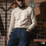 Bronson 350g Heavyweight L/S Henley Shirt Vintage Plain