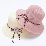 Bow Flowers Straw Hat Sweet Foldable Beach Hat