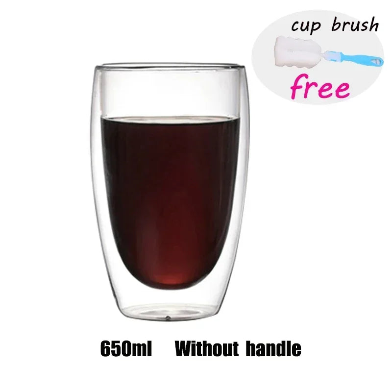 Double Wall Glass Cup Heat Resistant Transparent High