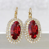 Exquisite Women Gold Plated Red Dangle Earrings for