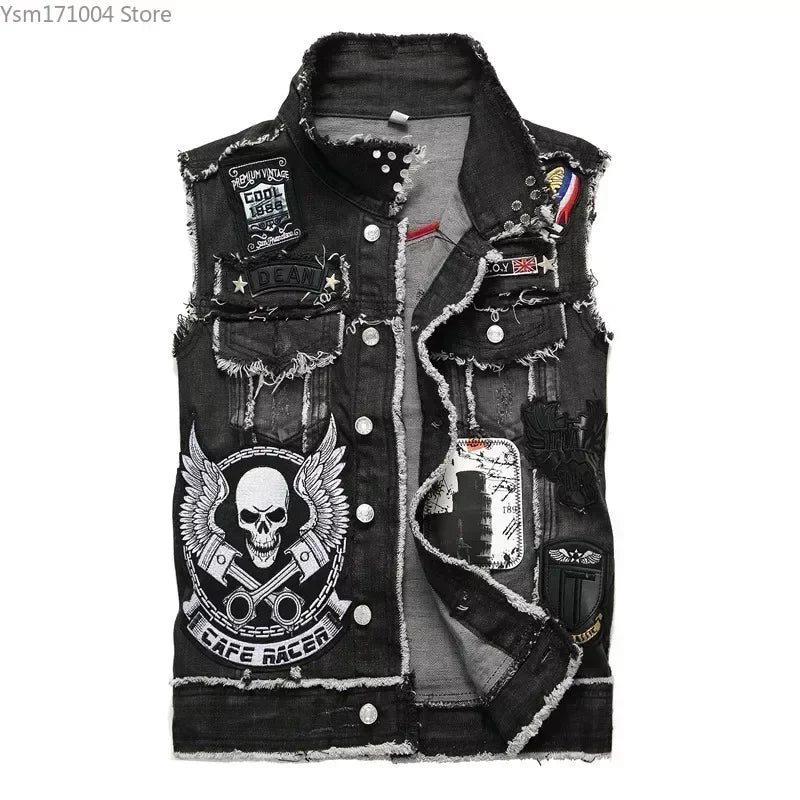 Men's Jackets New Mens Punk Motorcycle Casual Denim