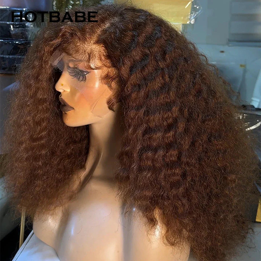 Brown Color Curly 13x4 HD Lace Frontal Wig