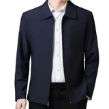 Two Side Zipper Pockets Men Jacket Elegant Mid-aged