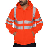 Men Reflective Strip Hoodie Sweatshirt Long Sleeve Fitting