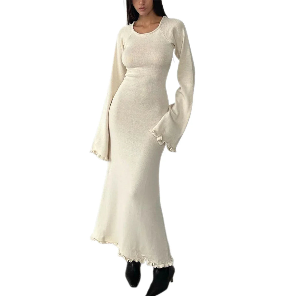 chic and elegant Women's Long Sleeve Knitted Bodycon