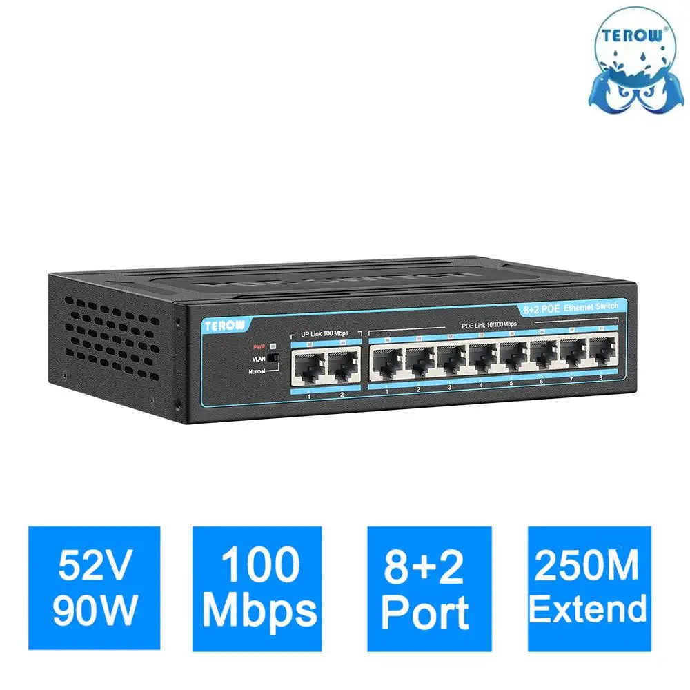 TEROW POE Switch 10 Port 100Mbps Ethernet Smart