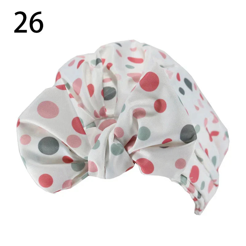 Waterproof Cap Elastic Bow Nightcap For Women Satin