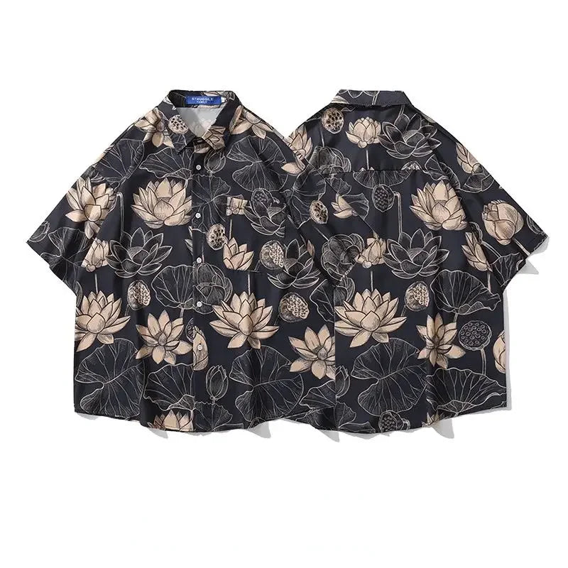 Retro HK Wind Full Printed Short Sleeved Shirts