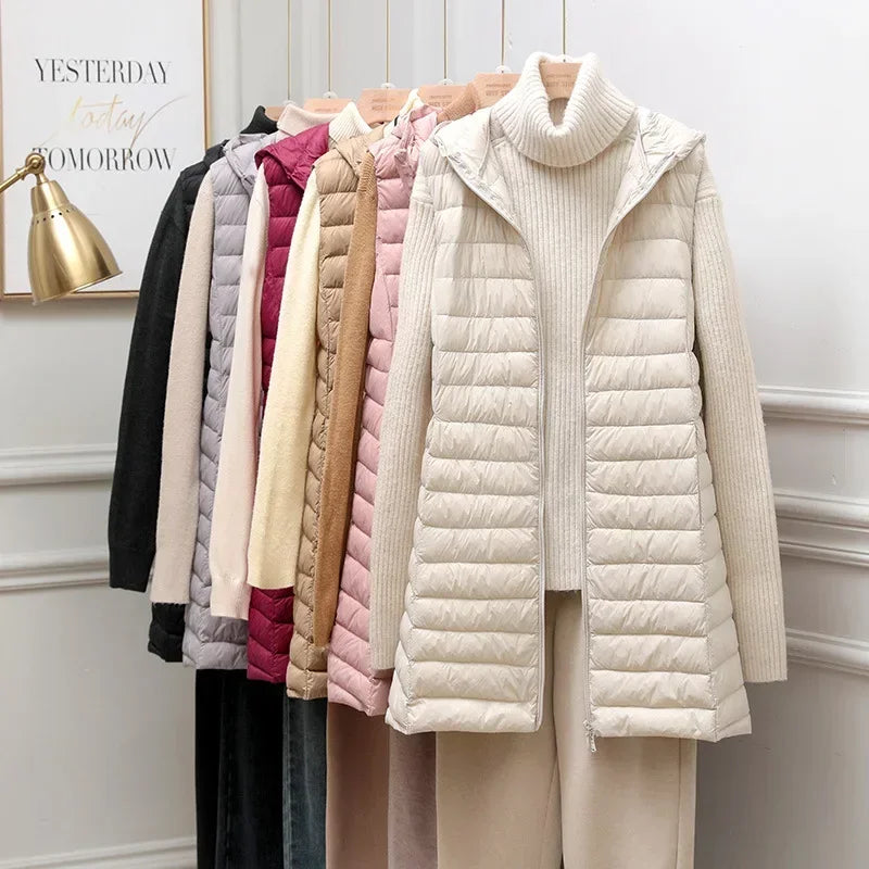 Women's Autumn/Winter X-long Hooded Sleeveless Jackets 2023 New