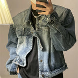 FEWQ Men's Design Denim Jacket American 2023 Vintage