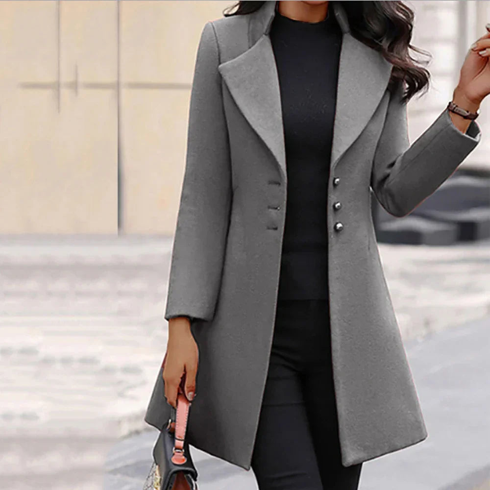 Womens Trench Coat Button Long Jacket Overcoat Winter