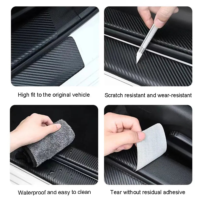 Car Door Sill Protector Carbon Fiber Threshold Decals