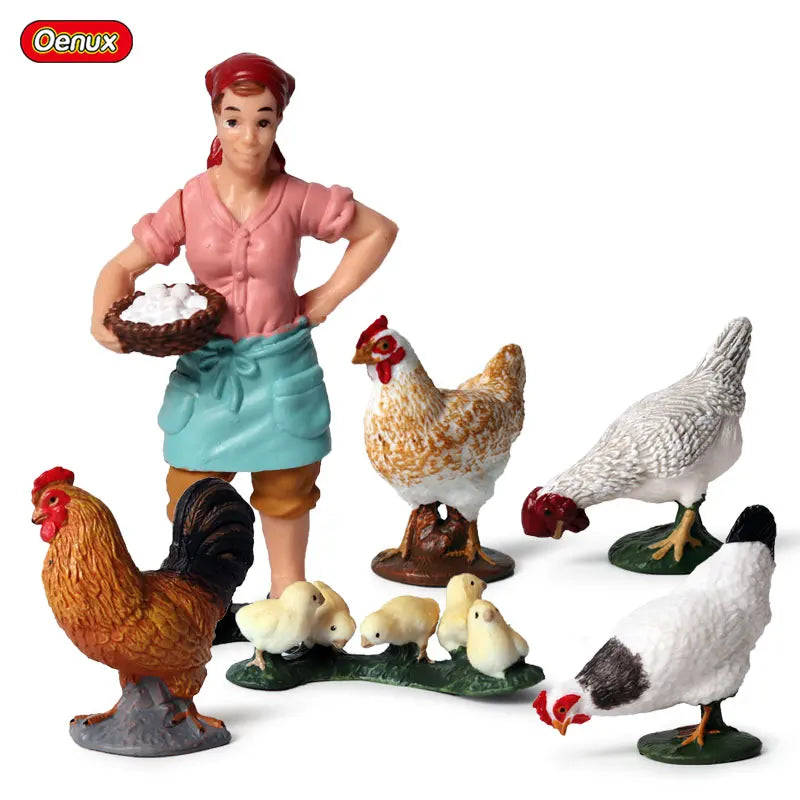 Oenux Farm House Model Action Figures Farmer Motorcycle
