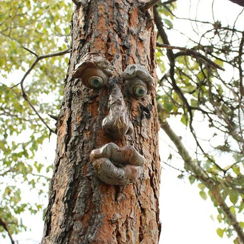 Funny Old Man Tree Face Sculpture Resin Ornament