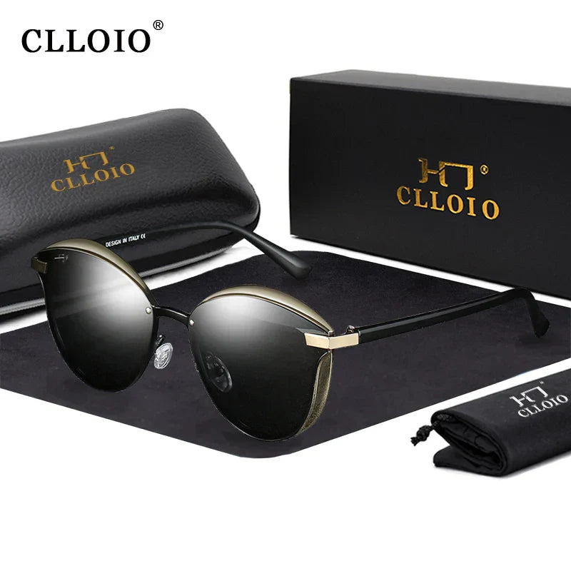 CLLOIO Fashion Polarized Sunglasses Women Cat Eye Driving