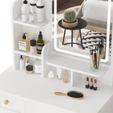 Makeup Vanity Set with Drawer and Shelf, Wood