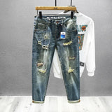Streetwear Ripped Jeans Men's American Slim Stretch Fashion