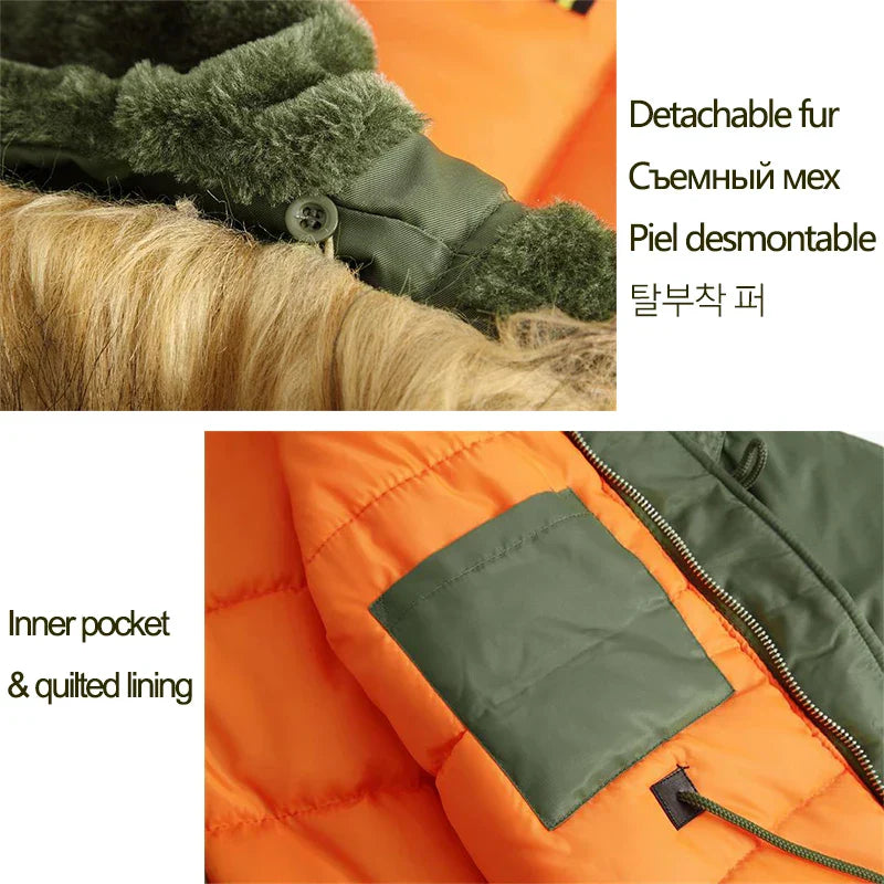 2024 Military Plus Size Fur Hood Long Waterproof