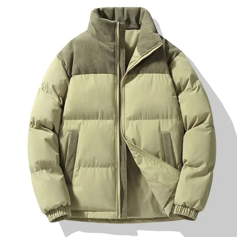 Winter Down Cotton Jacket Men Women Corduroy Patchwork