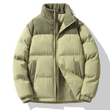 Winter Down Cotton Jacket Men Women Corduroy Patchwork