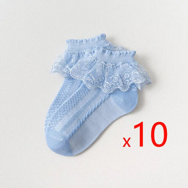 10 Pairs/lot Baby Girls Kids Lace Ruffle Socks