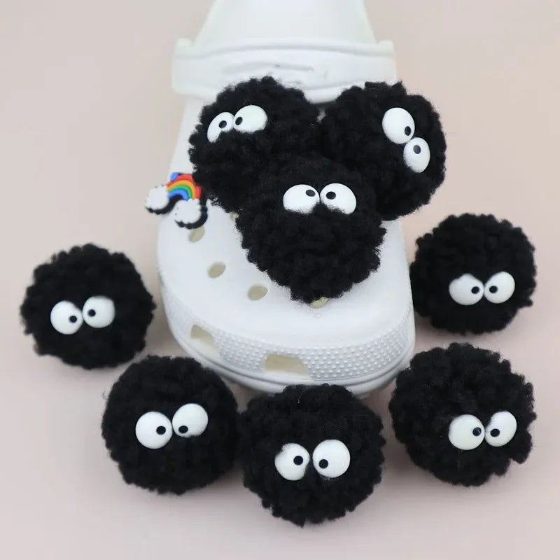 DIY Black Plush Ball Shoes Charms for Furry