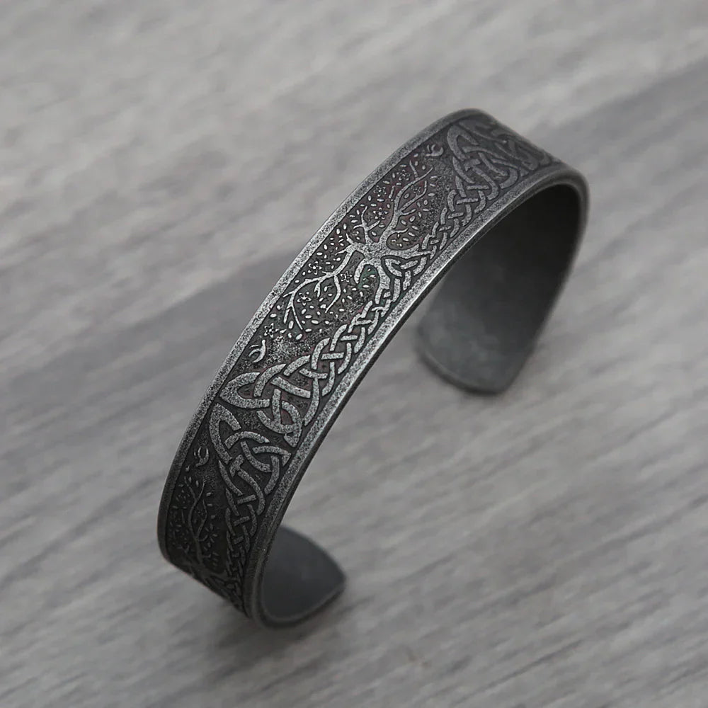 Black Stainless Steel Viking Rune Bracelets For Men