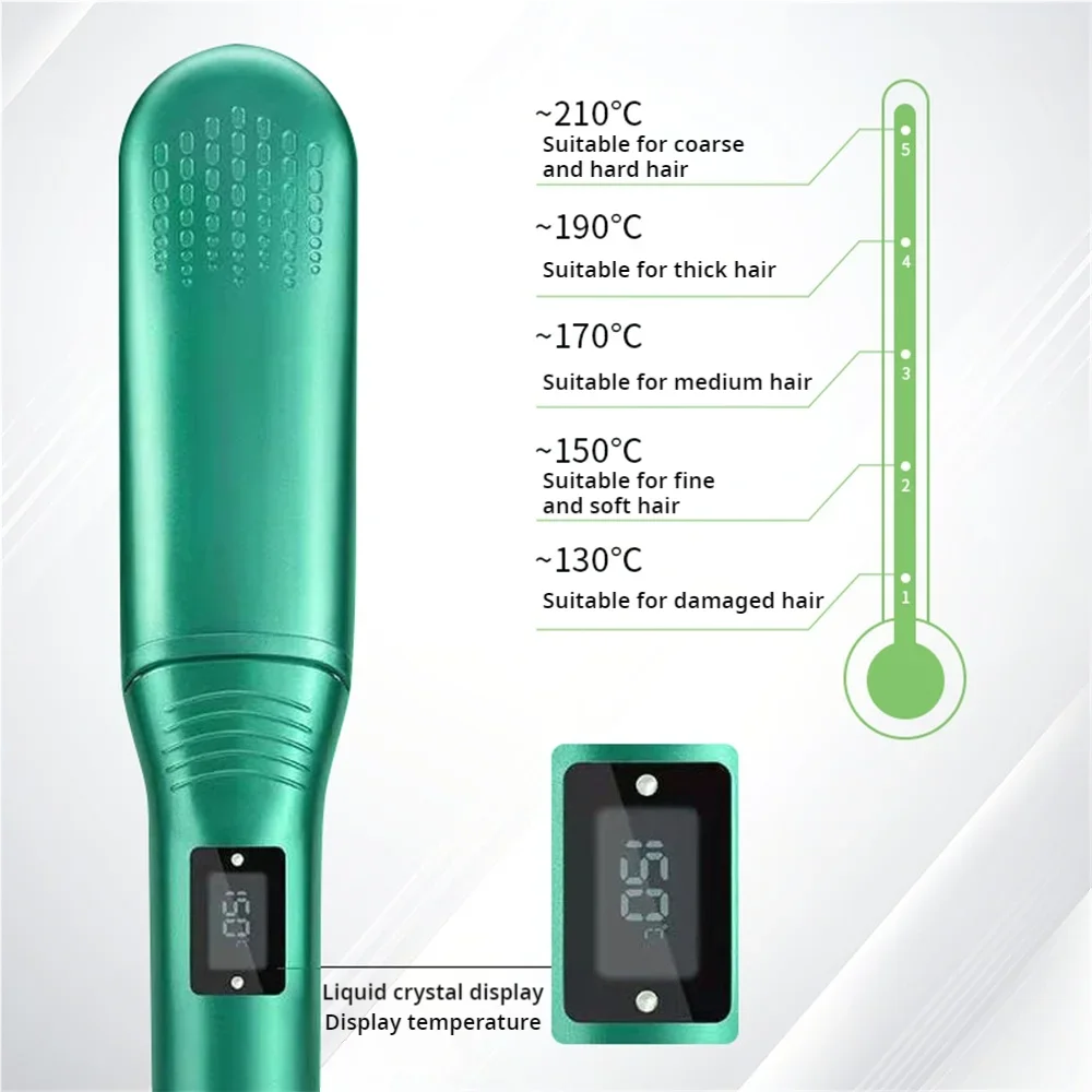 Foldable Electric Hot Comb 5-adjustable Crystal Straight Hair