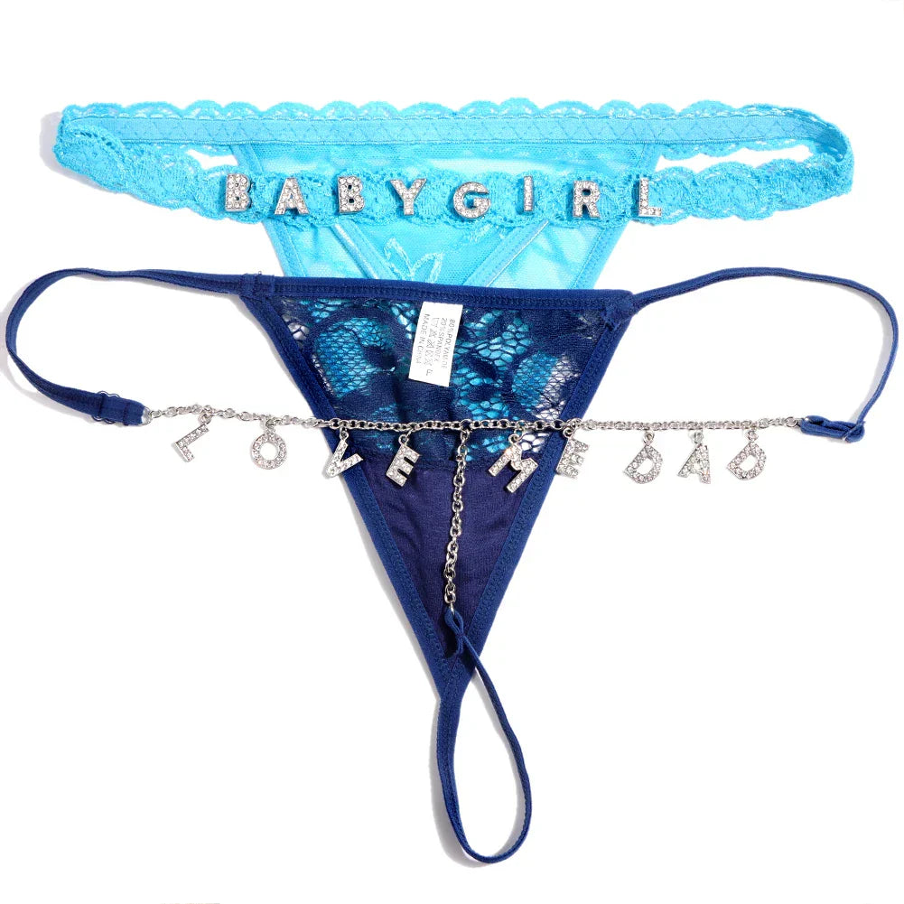 Customised Thong Sexy Rhinestone Waist Chain 2Pc/Sets Custom