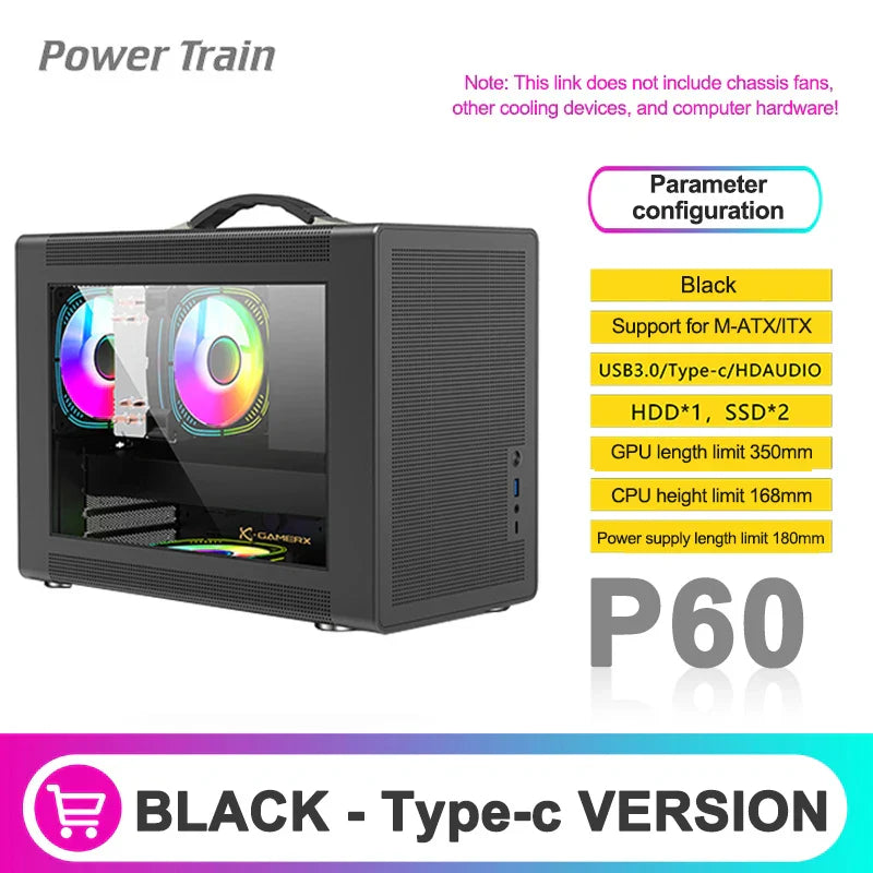 Power Train P60 M-ATX Portable Computer Case ITX