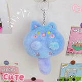 Squeak Long Tailed Cat Plush Keychain Cartoon Cute