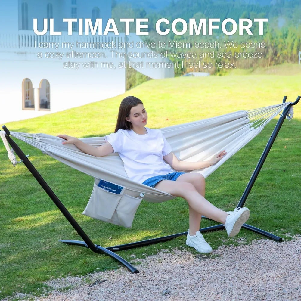 Double Hammock with Space Saving Steel Stand 2