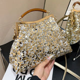 2023 Elegant Women Glitter Sequin Shell Clip Evening