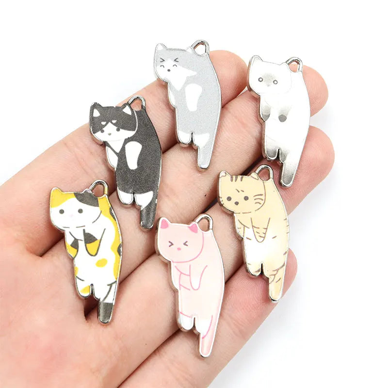 10pcs Kawaii Pet Kitten Enamel Charms for DIY