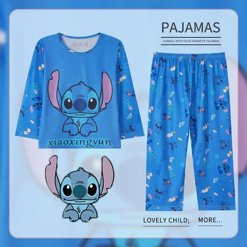 Stitch Mickey Pajamas Sets Spring Autumn Girls Teenager
