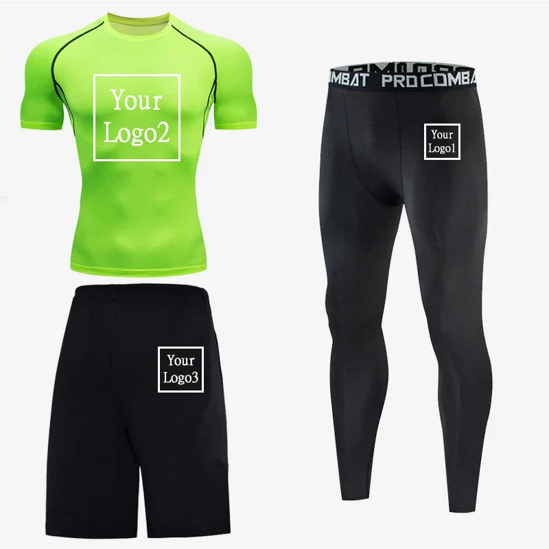 3Pcs Gym Thermal Underwear Men Clothing Sportswear Suits