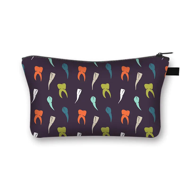 Cartoon Teeth and Tooth Fairy Print Cosmetic Case