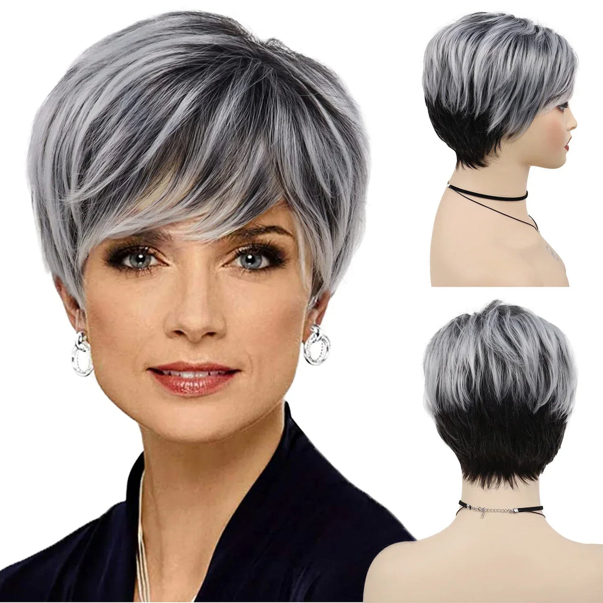 GNIMEGIL Synthetic Short Pixie Cut Wig Women Natural