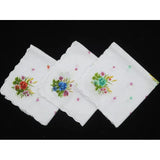 HOT white Ladies square Handkerchief Cotton Flowers Women